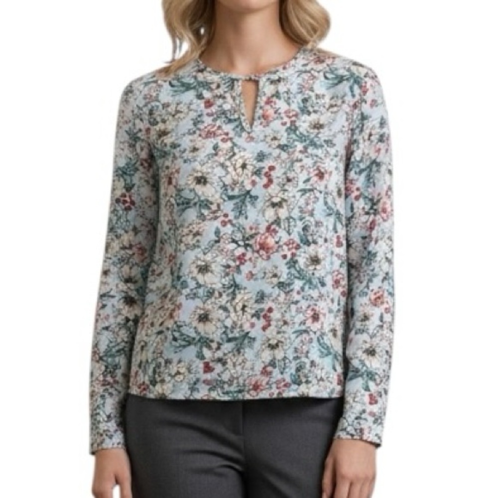 Forever 21 Large Lightweight Boxy Long Sleeve Floral Blouse